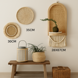 Woven Rattan Wall Shelf Set
