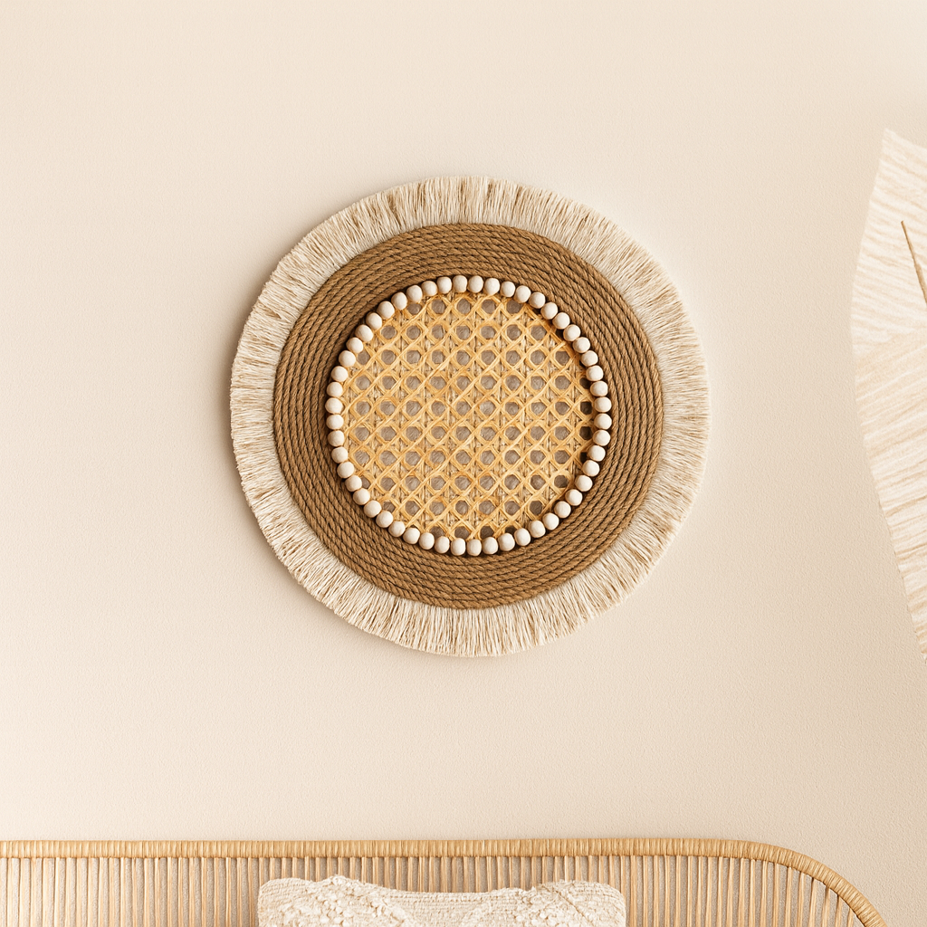 Woven Rattan Wall Shelf Set