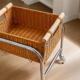 Rattan Basket Rolling Cart