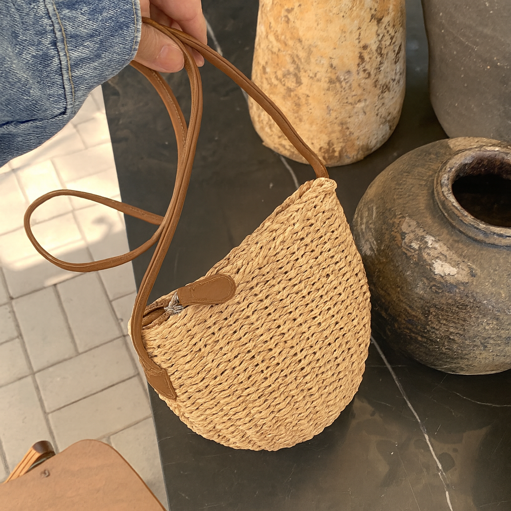 Woven Straw Crossbody Bag