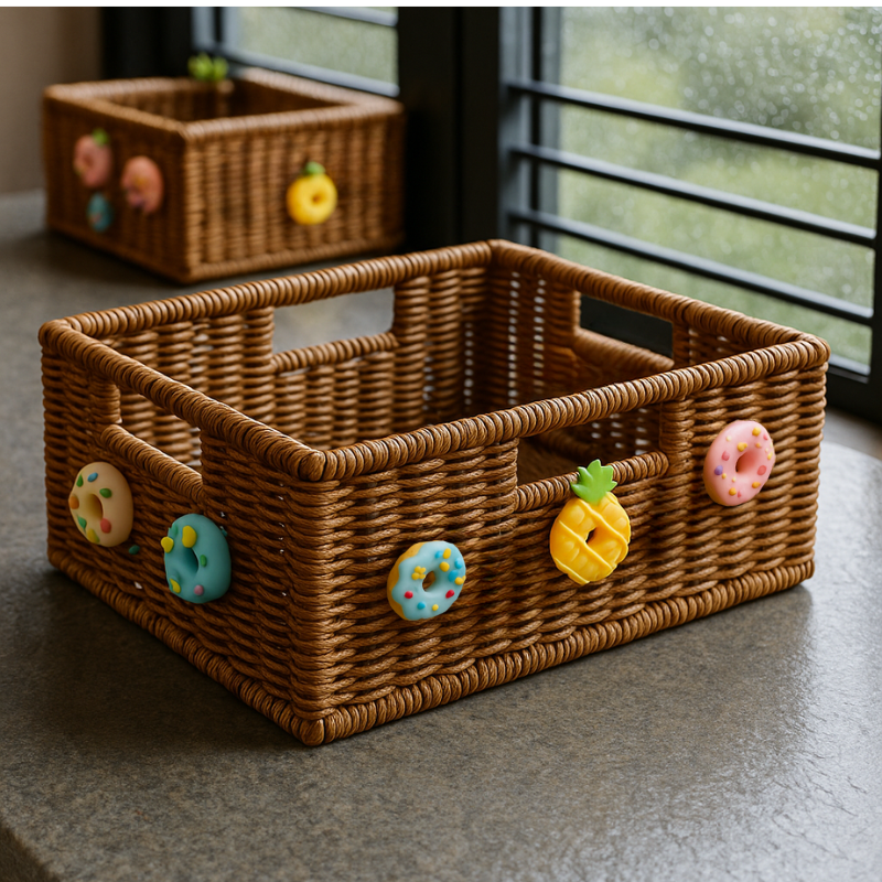 Donut Charm Handled Storage Basket Bundle