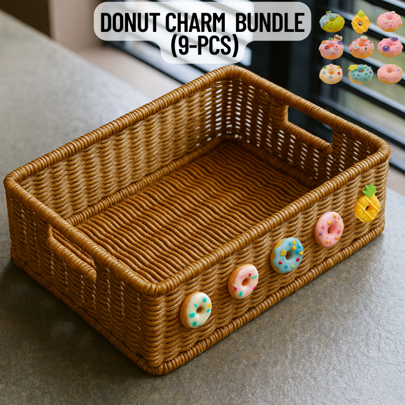 Donut Charm Handled Storage Basket Bundle