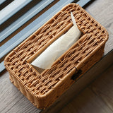 Kens Japanese style desktop tissue box, paper drawer, storage box, home living room, dining room, coffee table, paper drawer, creative hand-knitting