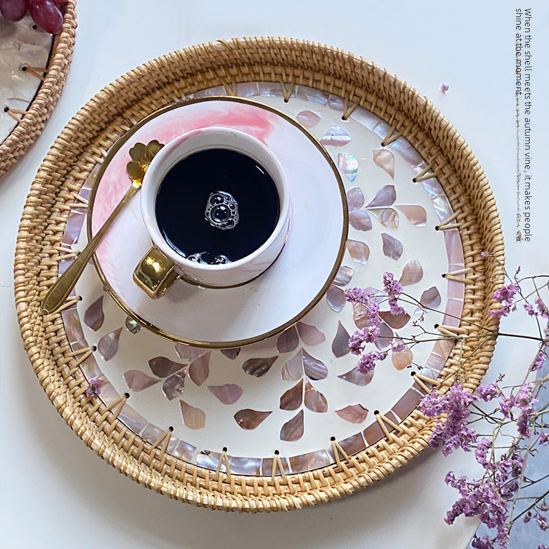 Rattan Tray Mother of Pearl
