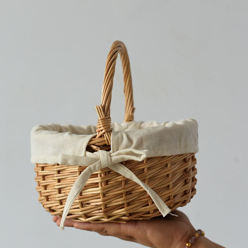 Wicker basket small flower basket portable storage basket storage basket picnic mini flower basket rattan wicker woven basket vegetable basket