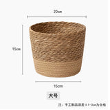 Household rattan straw flower pot set waterproof design decorative monstera exterior cover pot large, medium and small combination handle woven flower pot