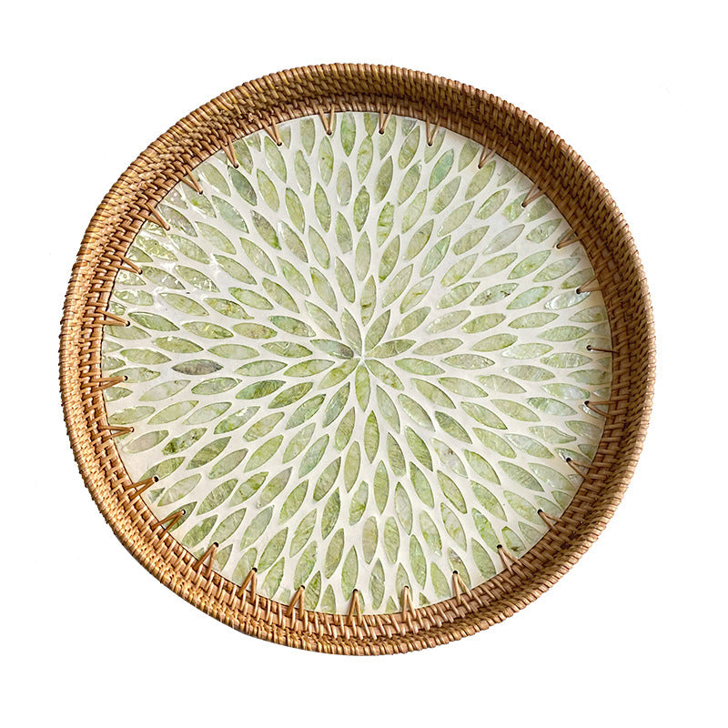 Rattan Tray Mother of Pearl