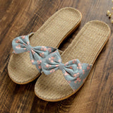 Linen Women's Bow Slippers