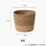 Household rattan straw flower pot set waterproof design decorative monstera exterior cover pot large, medium and small combination handle woven flower pot