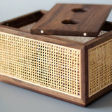 Solid Wood Rattan Tissue Holder