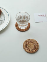 Japanese-style rattan coasters, ins, literary and artistic household gadgets, household woven thermal insulation mats, anti-scalding, photographic decoration props