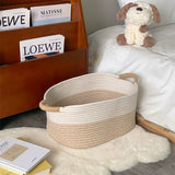 Nordic style cotton rope woven basket large capacity household storage snack toy utility basket for living room