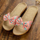 Linen Women's Bow Slippers