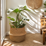 ins Nordic hand-woven flower pots and straw storage baskets garden rattan ornaments floor creative indoor flower baskets