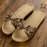 Linen Women's Bow Slippers