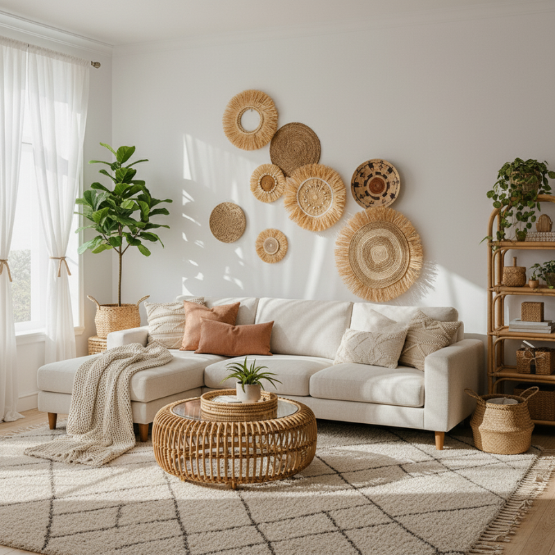 Boho Raffia Wall Decor Set