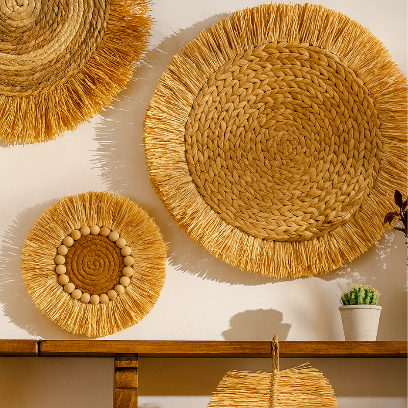 Boho Raffia Wall Decor Set