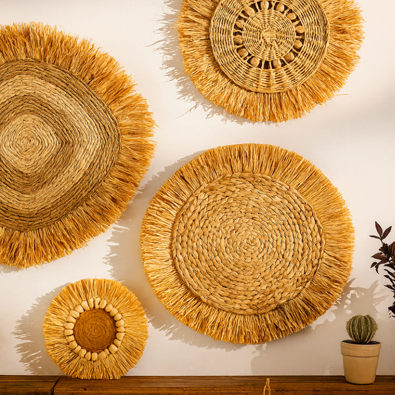 Boho Raffia Wall Decor Set