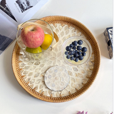 Rattan Tray Mother of Pearl
