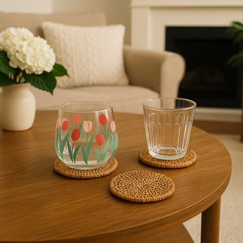 Round Rattan Coaster