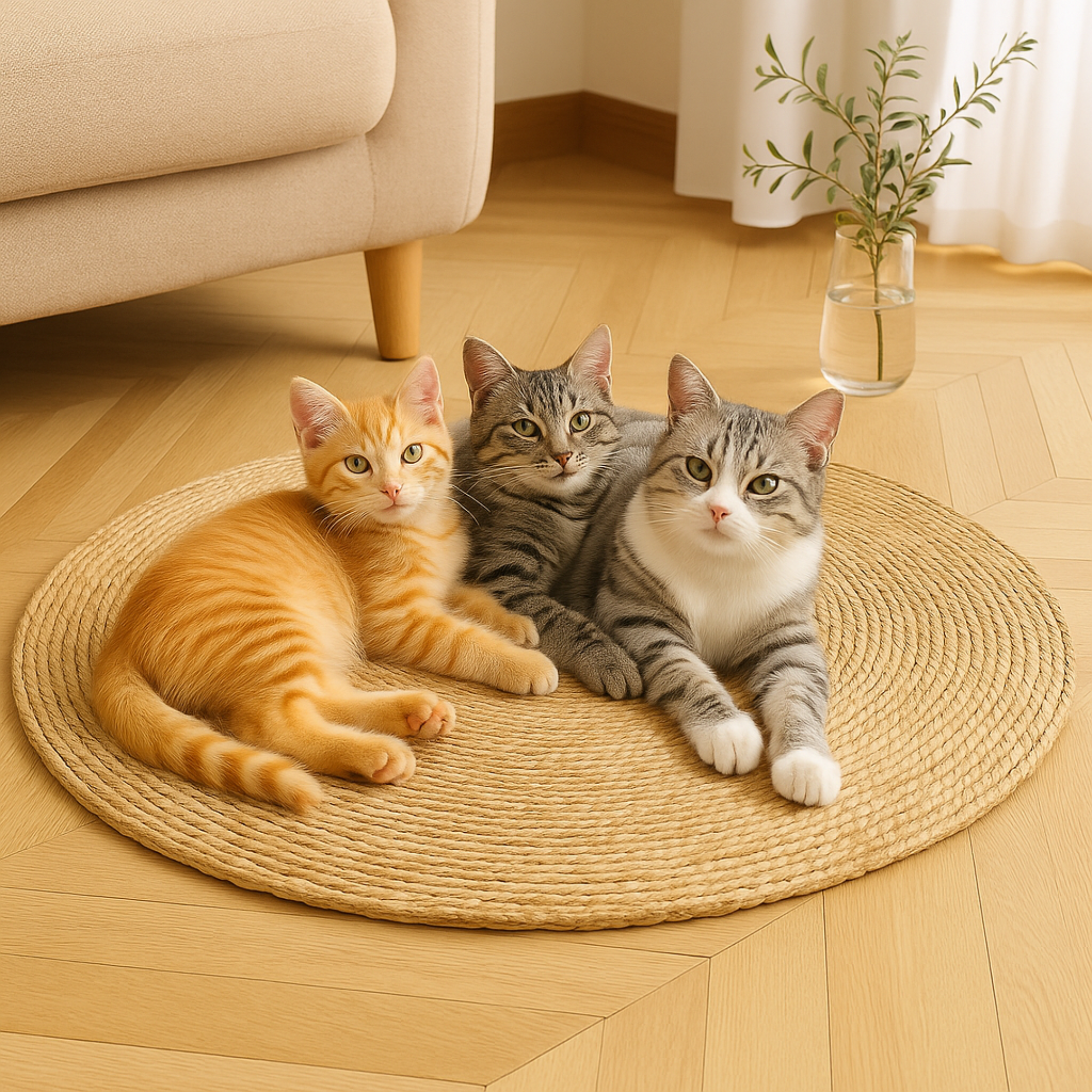 Round Rattan Cat Scratch Mat