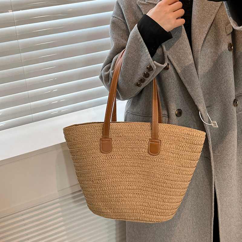 Large Woven Straw Shoulder Bag