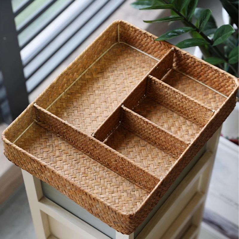 Rattan Divided Storage Organizer