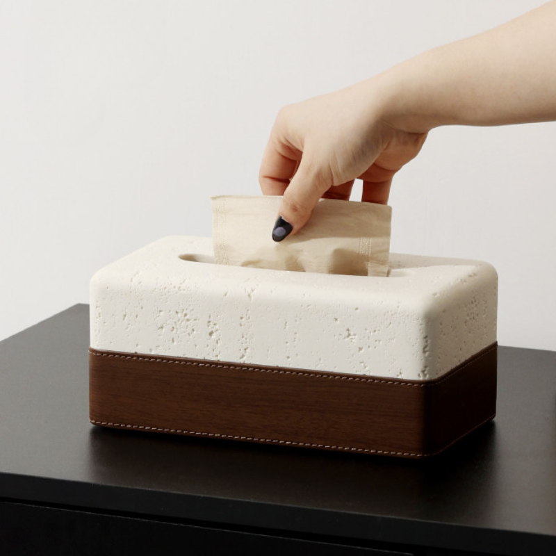 Travertine Wood Tissue Box Cover