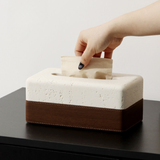 Travertine Wood Tissue Box Cover