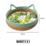 Handwoven Cotton Cat Bed Cushion Set