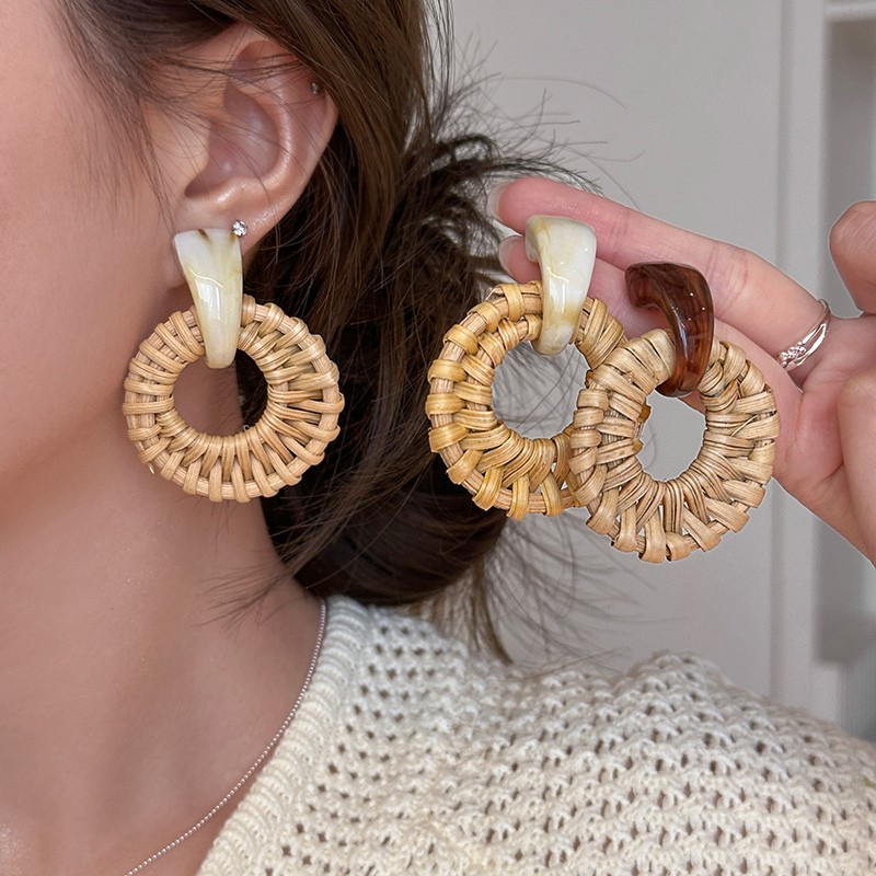 Bohemian Rattan Bamboo Earrings