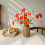 Glass Flower Vase with Rattan