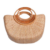 Amazon sale rattan ins handmade high-value photo artifact straw moon handmade bag