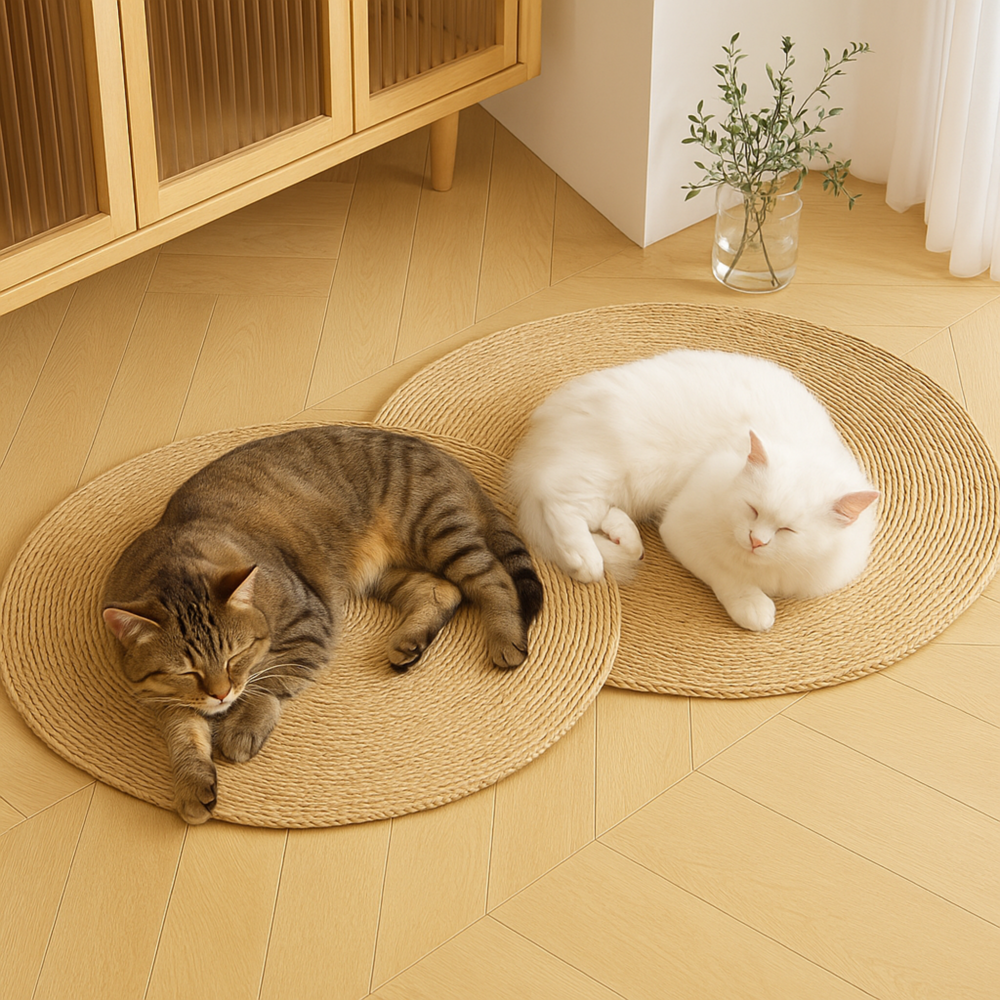 Round Rattan Cat Scratch Mat