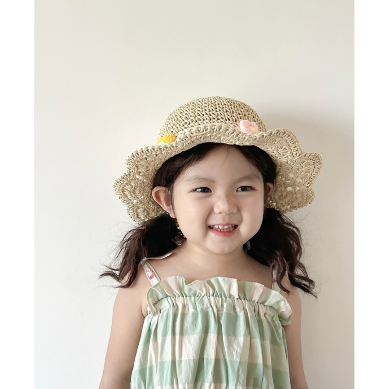 kids Floral Straw Sunhat