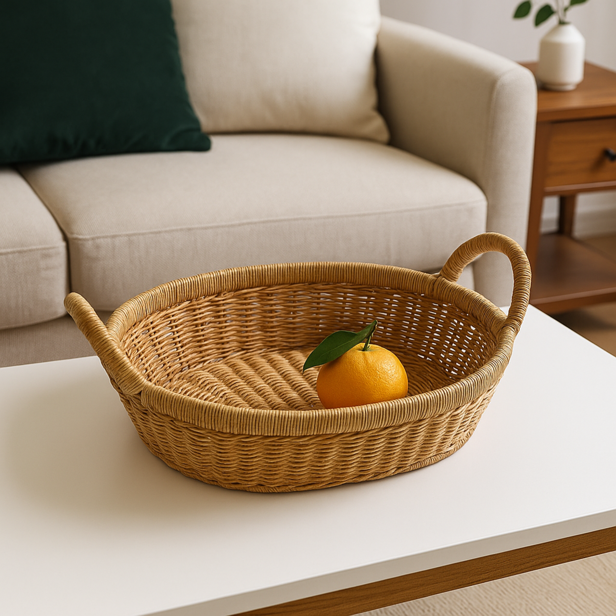 Rattan Dual-Handle Oval Basket