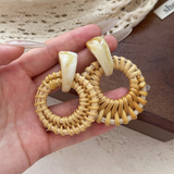 Bohemian Rattan Bamboo Earrings