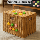 Cheese Charm Rattan Storage Basket Bundle
