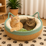 Handwoven Cotton Cat Bed Cushion Set