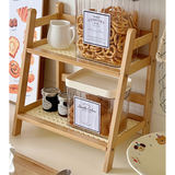 Rattan Wood Shelf(2-Tier)