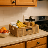 Rattan 3-Handle Storage Basket