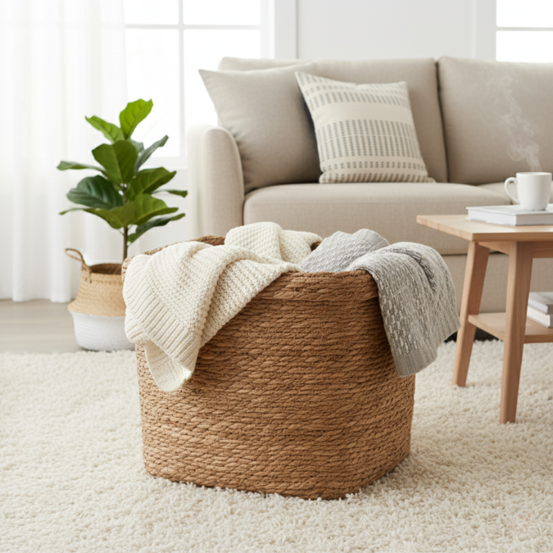 Woven Rattan Laundry Basket