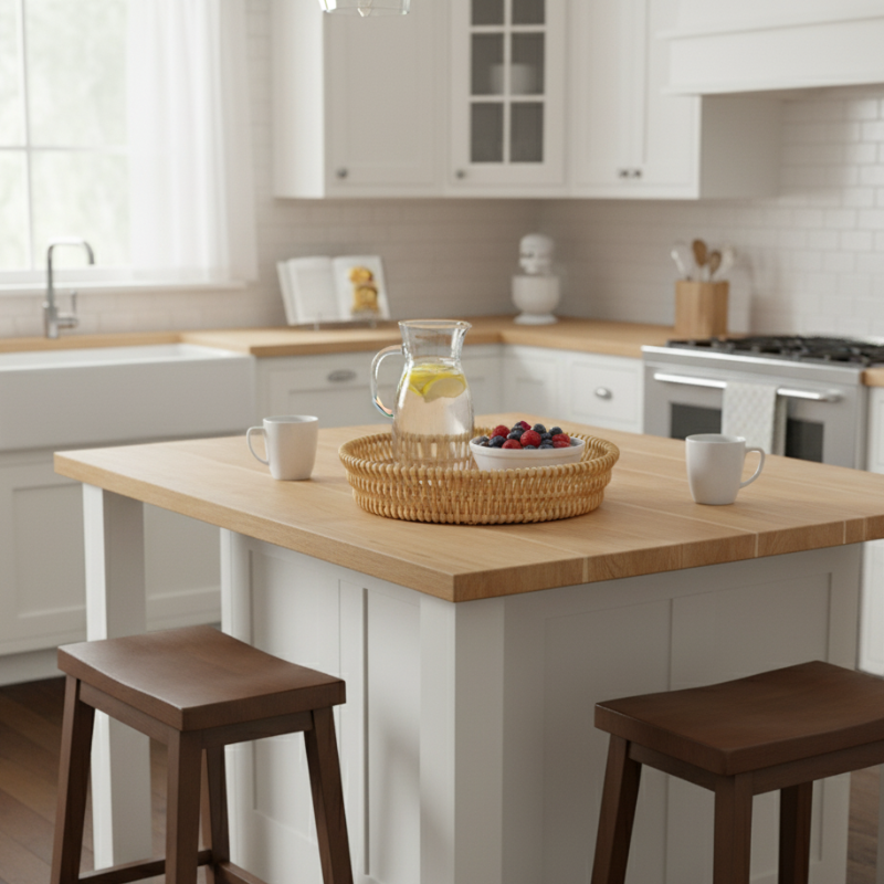 Round Rattan Woven Serving Tray