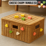Cheese Charm Rattan Storage Basket Bundle