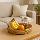 Round Rattan Woven Serving Tray