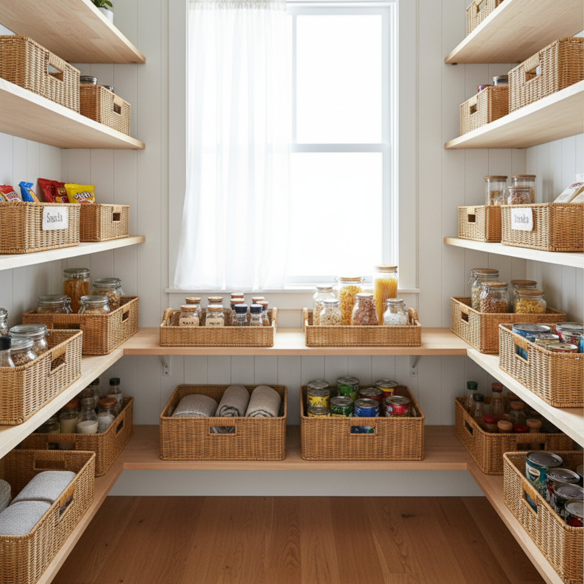 Rattan 3-Handle Storage Basket