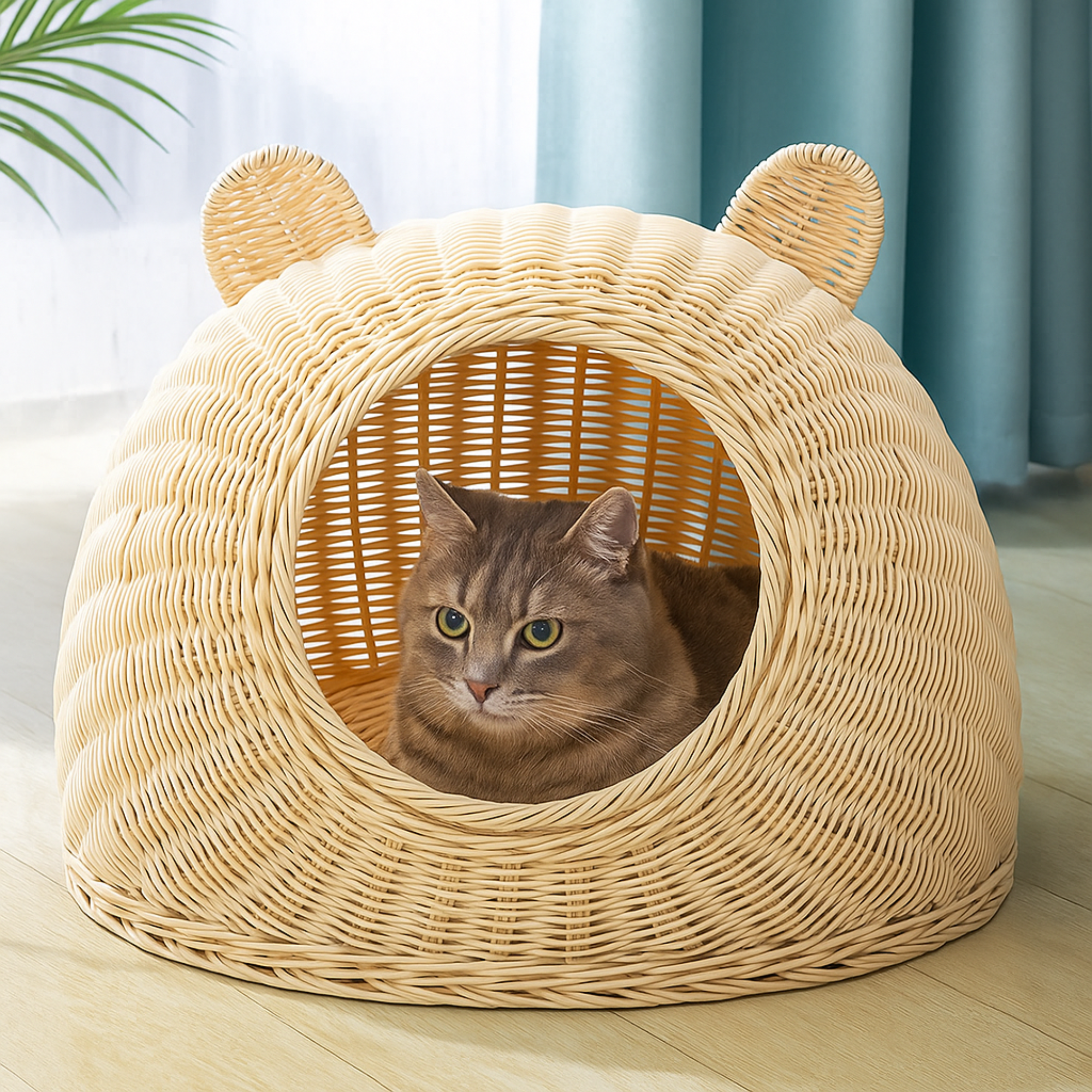 Rattan Cat Ear Dome Bed