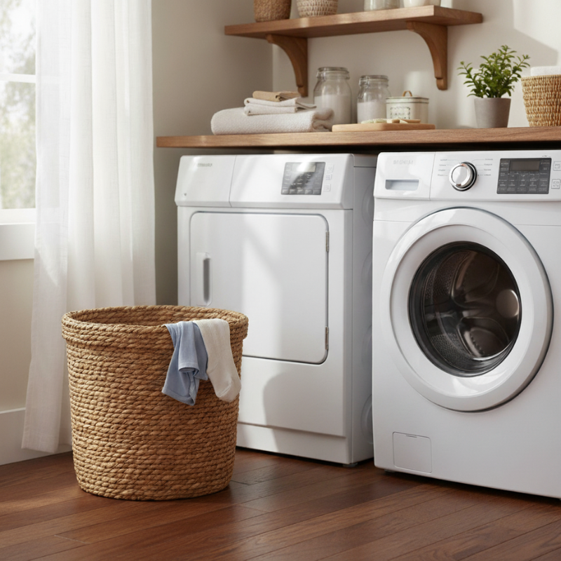 Woven Rattan Laundry Basket