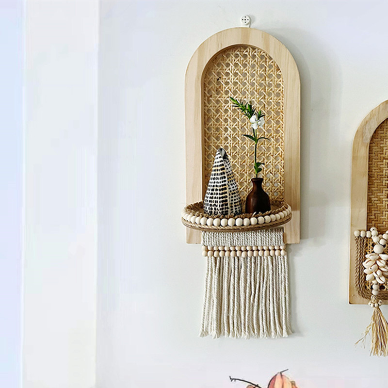 Woven Rattan Wall Shelf Set