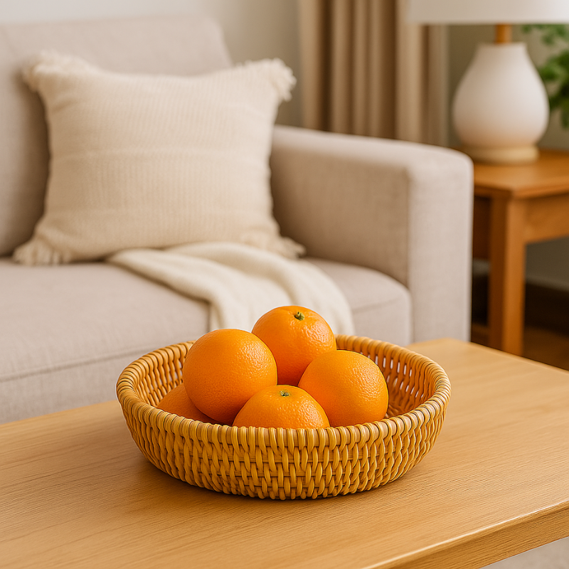 Round Rattan Woven Serving Tray